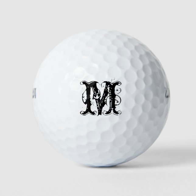 Vintage monogram initial letter golf ball gift set (Front)