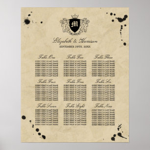 Vintage Monogram & Ink Stain Wedding Seating Chart
