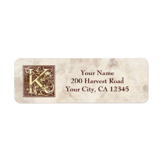 Vintage Monogram K Return Address Label