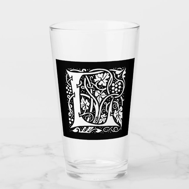 Vintage Monogram L Art Nouveau  Glass (Front)