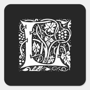 Vintage Monogram L Art Nouveau  Square Sticker