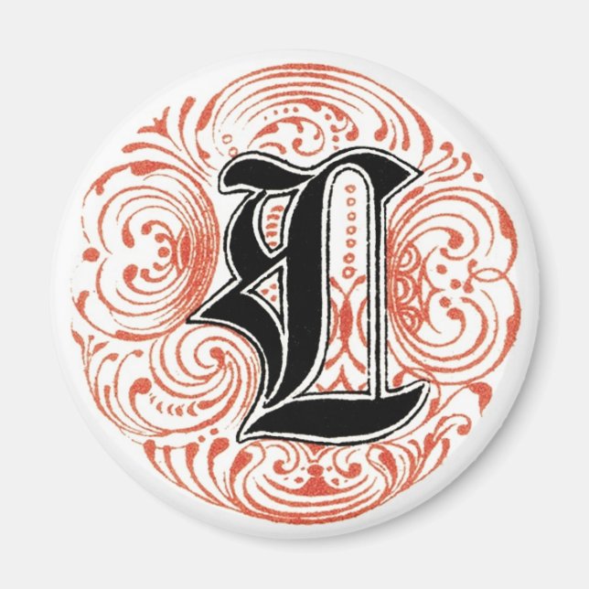 Vintage Monogram 'L' in Red Magnet (Front)