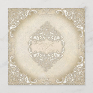 Vintage Monogram Lace Baroque Etching Swirl Formal Invitation