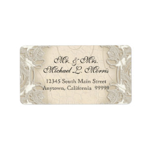 Vintage Monogram Lace Baroque Etching Swirl Formal Label