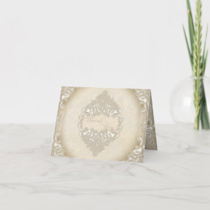 Vintage Monogram Lace Baroque Etching Swirl Formal Note Card