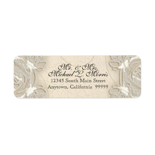 Vintage Monogram Lace Baroque Etching Swirl Formal Return Address Label