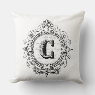 Vintage monogram letter C Cushion