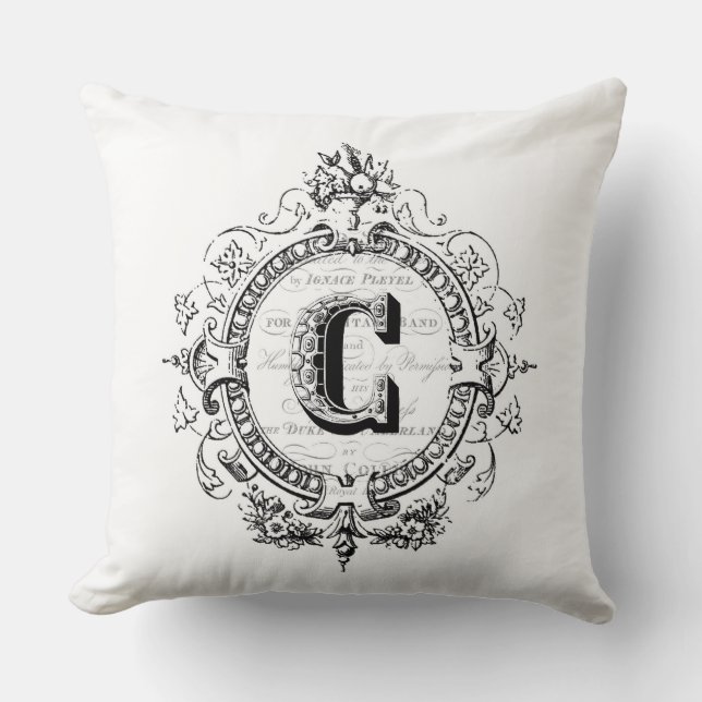 Vintage monogram letter C Cushion (Front)