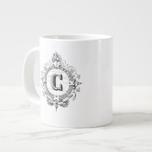 Vintage monogram letter C Large Coffee Mug