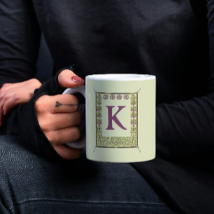 Vintage Monogram Letter Floral Frame Nouveau Coffee Mug