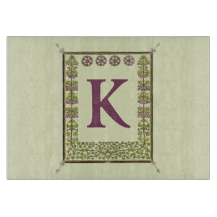 Vintage Monogram Letter Floral Frame Nouveau Cutting Board