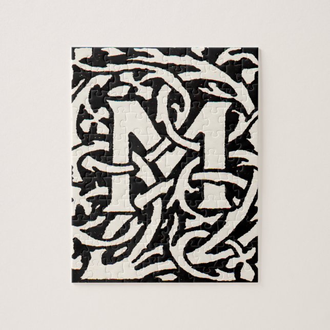 Vintage Monogram M Art Nouveau Letter Jigsaw Puzzle (Vertical)