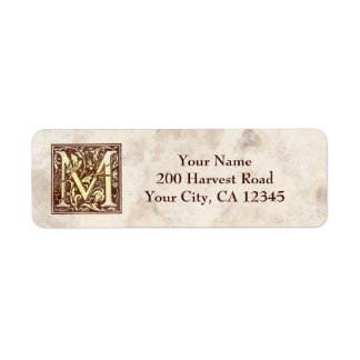 Vintage Monogram M Return Address Label