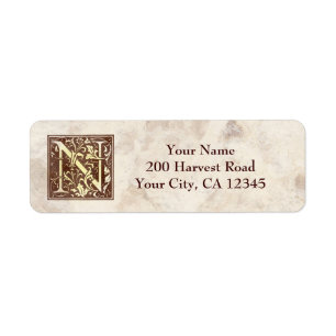 Vintage Monogram N Return Address Label