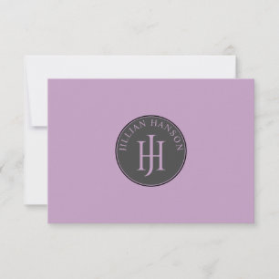 Vintage Monogram Name Initials Pastel Violet Card