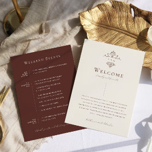 Vintage Monogram   Ornate Boho Wedding Welcome Program