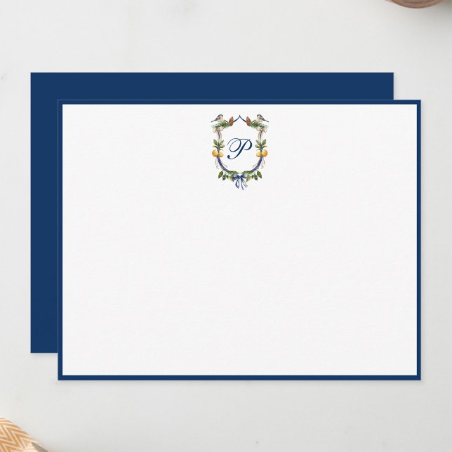 Vintage Monogram Personalised Flat Note Card (Creator Uploaded)