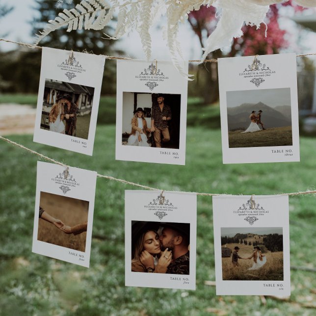 Vintage Monogram Photo | Table Number Card (Creator Uploaded)