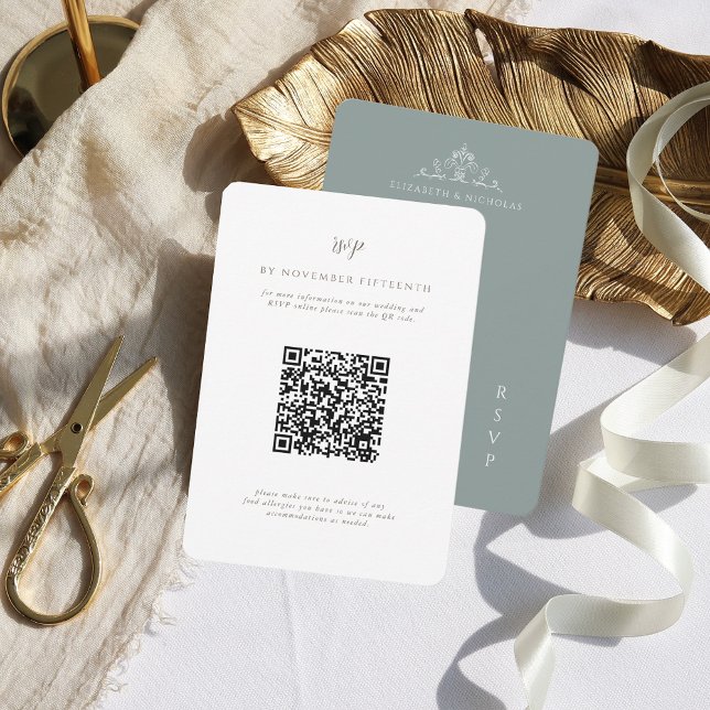Vintage Monogram | QR Code Wedding RSVP (Creator Uploaded)
