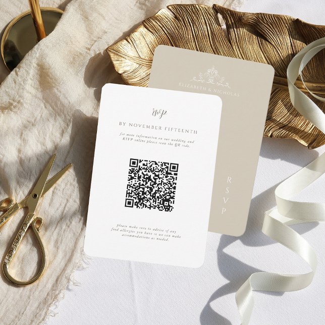 Vintage Monogram | QR Code Wedding RSVP (Creator Uploaded)