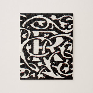 Vintage Monogram R Art Nouveau Letter Jigsaw Puzzle