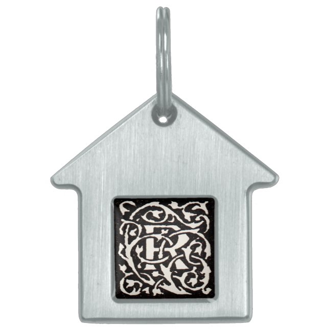 Vintage Monogram R Art Nouveau  Pet ID Tag (Front)