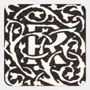 Vintage Monogram R Art Nouveau  Square Sticker