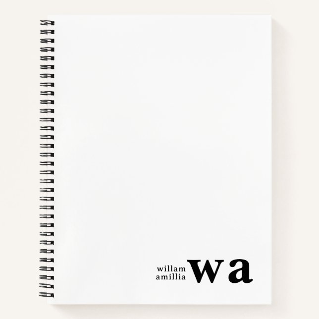 Vintage Monogram Retro Minimalist Design Notebook (Front)