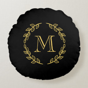 Vintage Monogram Round Cushion