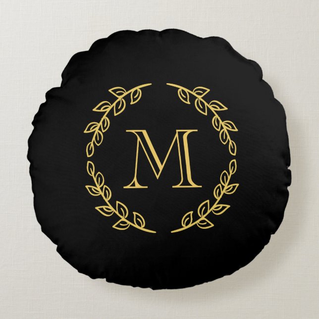 Vintage Monogram Round Cushion (Front)