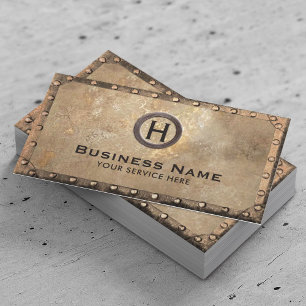 Vintage Monogram Rusty Gold Metal Framed  Business Card