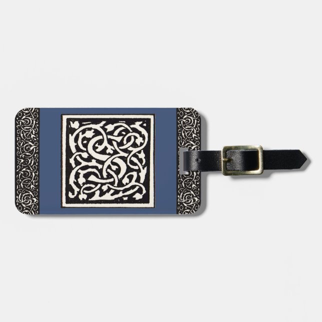 Vintage Monogram S Art Nouveau Letter Luggage Tag (Front Horizontal)