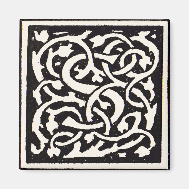 Vintage Monogram S Art Nouveau Letter Magnet (Front)