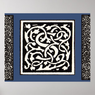 Vintage Monogram S Art Nouveau Letter Poster