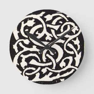 Vintage Monogram S Art Nouveau Letter Round Clock