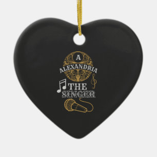 Vintage Monogram singer funny music microphone Ceramic Ornament