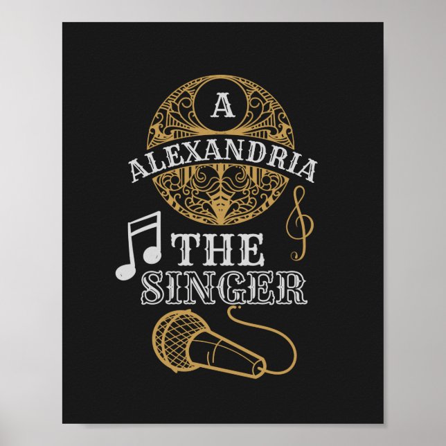 Vintage Monogram singer funny music microphone Poster (Front)