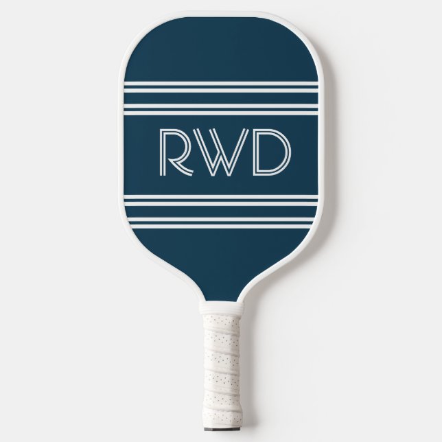 Vintage Monogram Stripe Pickleball Paddle (Front)