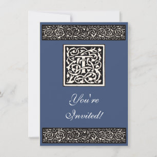 Vintage Monogram T Art Nouveau Letter Invitation