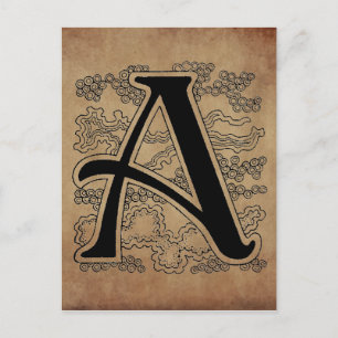 Vintage Monogram The Letter A Script Postcard