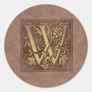 Vintage Monogram W Classic Round Sticker