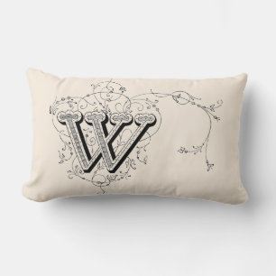 Vintage Monogram 'W' Lumbar Cushion