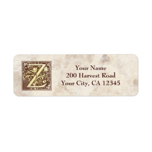 Vintage Monogram Z Return Address Label