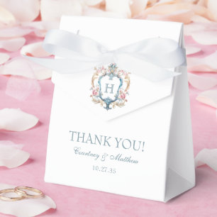 Vintage Monogrammed Floral Crest Wedding Thank You Favour Box