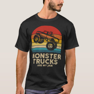 Vintage Monster Truck Are My Jam Retro Sunset desi T-Shirt