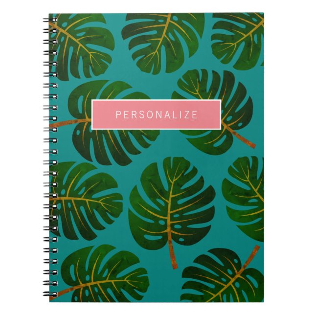 Vintage Monstera palm tree leafs custom journal (Front)