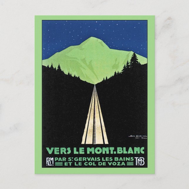 Vintage Mont Blanc Railroad Travel ad Postcard (Front)