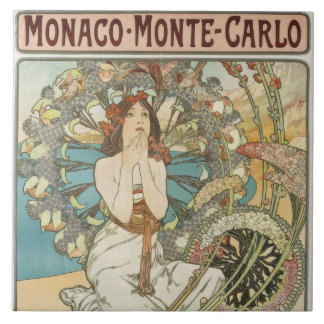 Vintage Mont-Carlo Poster by Alphonse Mucha Ceramic Tile
