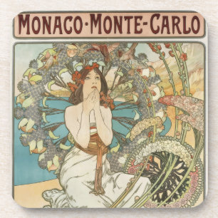 Vintage Mont-Carlo Poster by Alphonse Mucha  Coaster