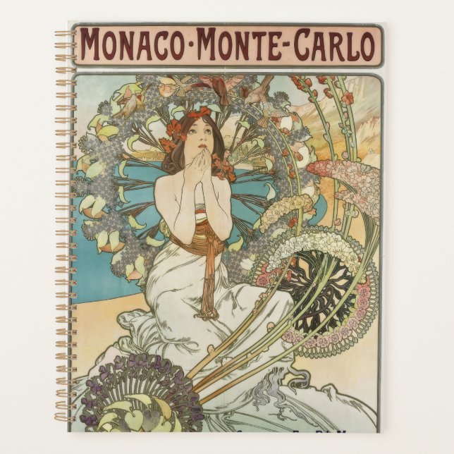 Vintage Mont-Carlo Poster by Alphonse Mucha  Planner (Front)